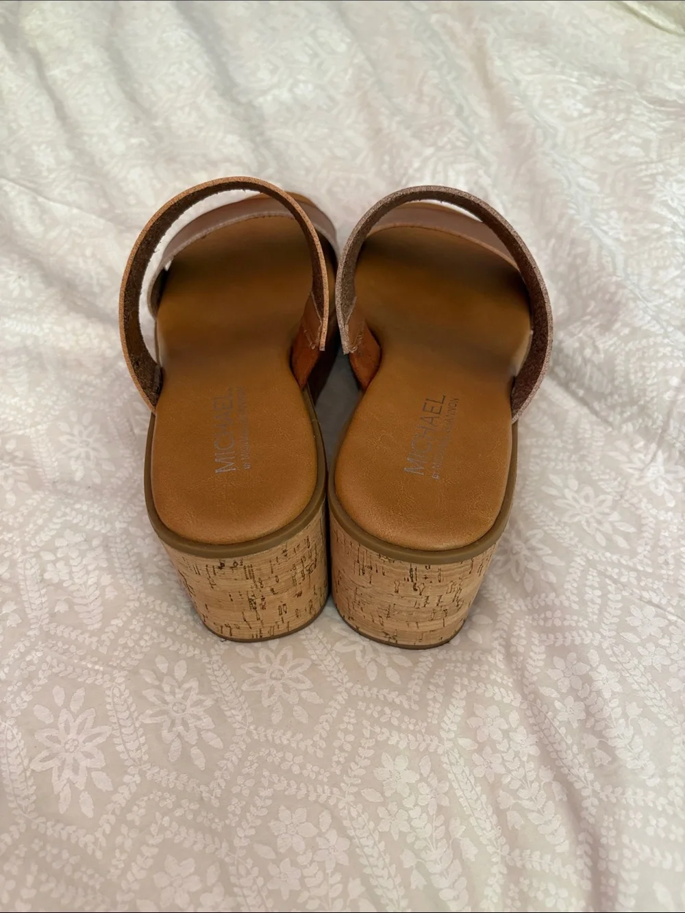 MICHAEL Michael Kors Cognac Double-Strap Cork Wedge Slides